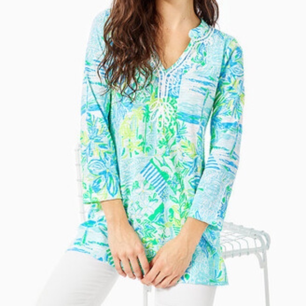 EUC Lilly Pulitzer Kaia Knit Tunic in Whisper Blue Size Small